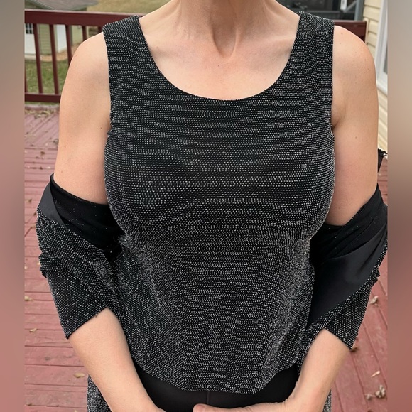 The XScape 2-piece set,black/metallic sparkles, round neck,long-sleeved jacket,S - Picture 13 of 16